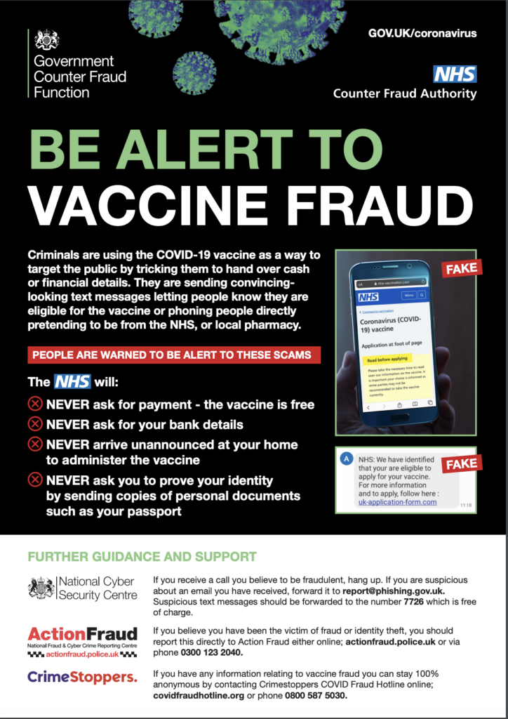 covid vaccine fraud poster